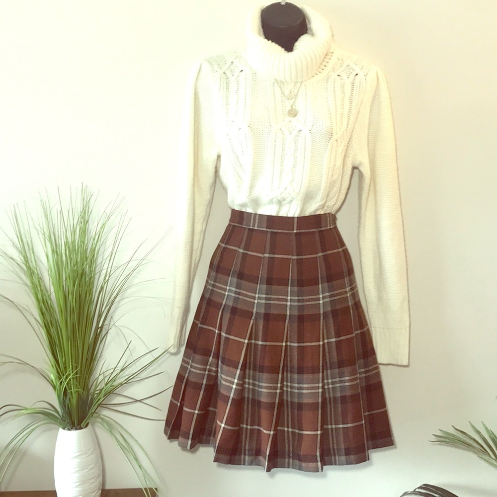 Vintage 100% Wool Pleated Skirt